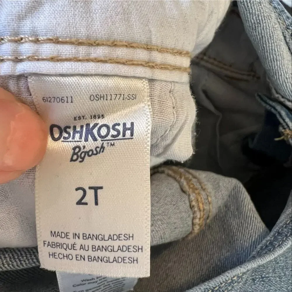 Oshkosh B'gosh girls bib overalls embroidered flowers Denim Size 2T